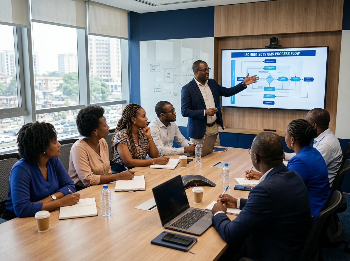 Congolese professionals take part in a practical ISO training workshop